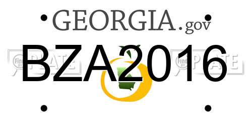 BZA2016 Georgia License Plate