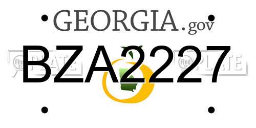 BZA2227 Georgia License Plate