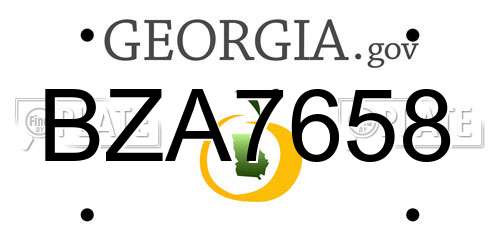 BZA7658 Georgia License Plate