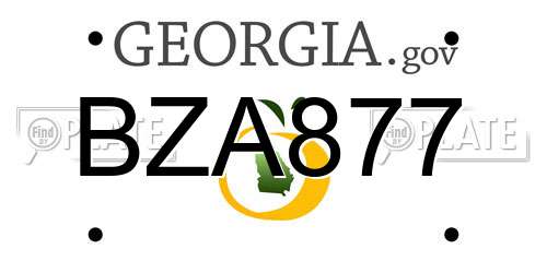 BZA877 Georgia License Plate