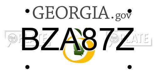 BZA87Z Georgia License Plate