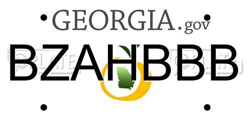 BZAHBBB Georgia License Plate