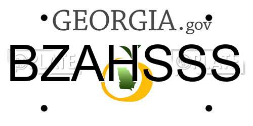 BZAHSSS Georgia License Plate