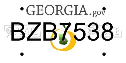 BZB7538 Georgia License Plate
