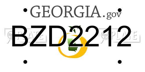 BZD2212 Georgia License Plate