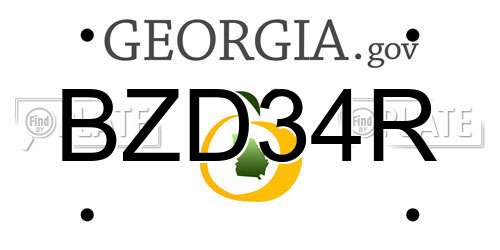 BZD34R Georgia License Plate