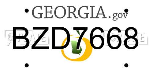 BZD7668 Georgia License Plate