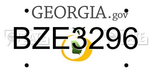 BZE3296 Georgia License Plate