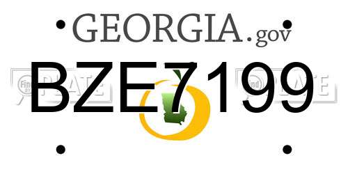 BZE7199 Georgia License Plate