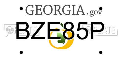 BZE85P Georgia License Plate