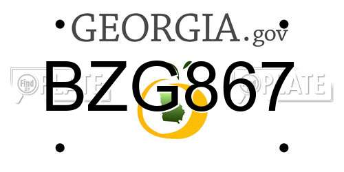 BZG867 Georgia License Plate