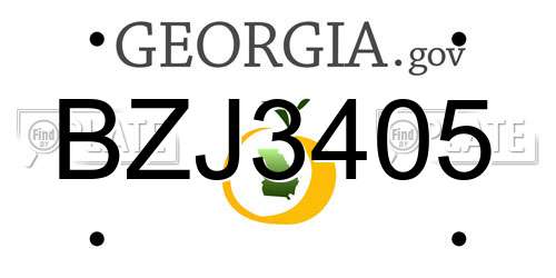 BZJ3405 Georgia License Plate