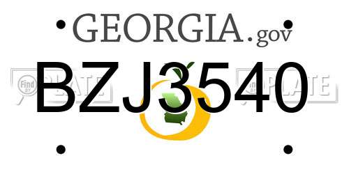 BZJ3540 Georgia License Plate
