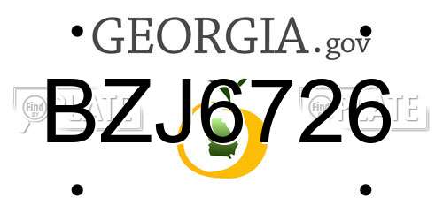 BZJ6726 Georgia License Plate