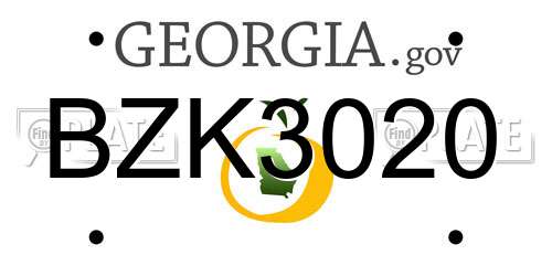 BZK3020 Georgia License Plate