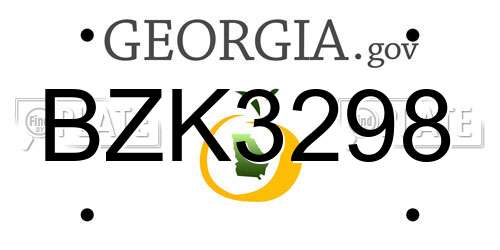 BZK3298 Georgia License Plate