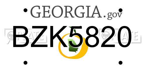 BZK5820 Georgia License Plate