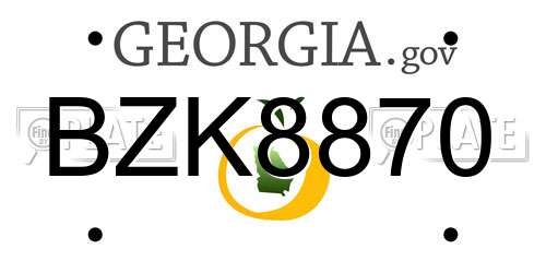 BZK8870 Georgia License Plate