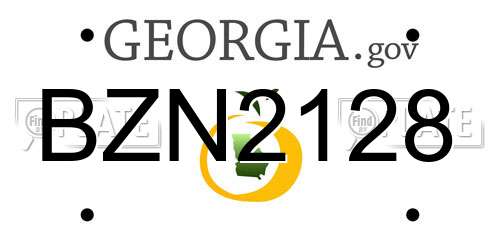 BZN2128 Georgia License Plate