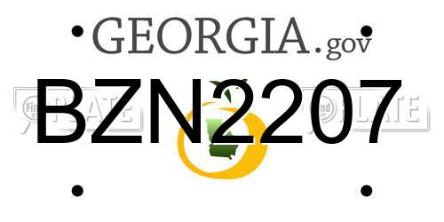 BZN2207 Georgia License Plate