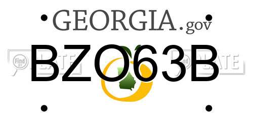 BZO63B Georgia License Plate
