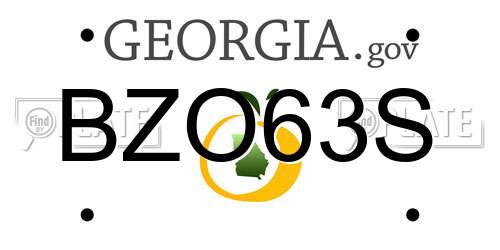 BZO63S Georgia License Plate