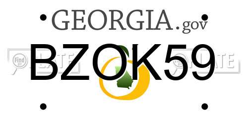 BZOK59 Georgia License Plate