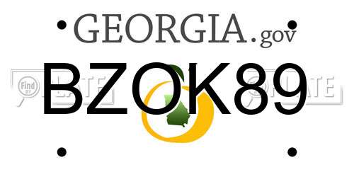 BZOK89 Georgia License Plate