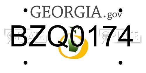 BZQ0174 Georgia License Plate