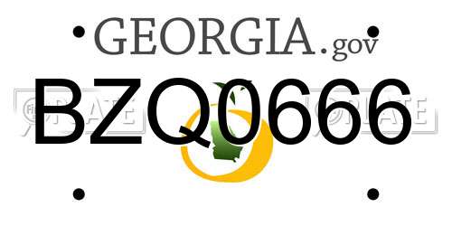 BZQ0666 Georgia License Plate