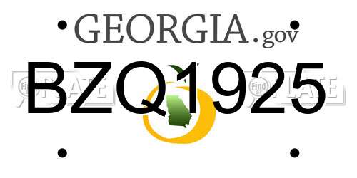 BZQ1925 Georgia License Plate
