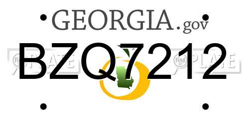 BZQ7212 Georgia License Plate
