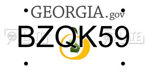 BZQK59 Georgia License Plate