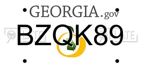 BZQK89 Georgia License Plate