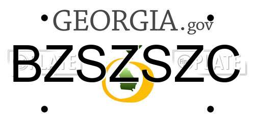 BZSZSZC Georgia License Plate