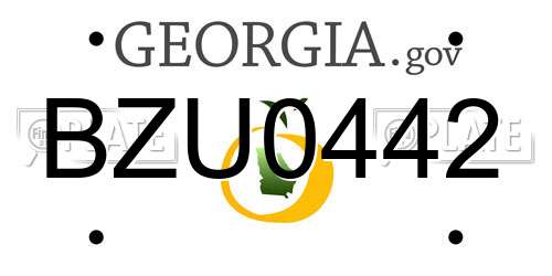 BZU0442 Georgia License Plate