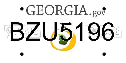 BZU5196 Georgia License Plate