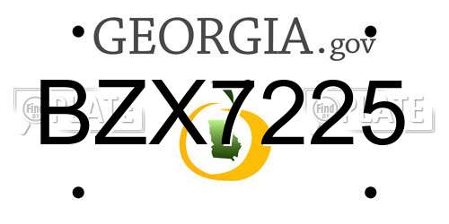 BZX7225 Georgia License Plate