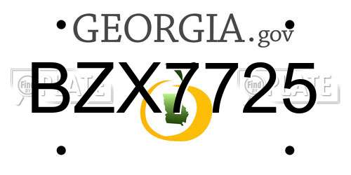 BZX7725 Georgia License Plate