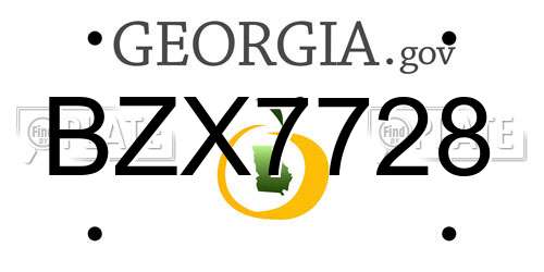 BZX7728 Georgia License Plate