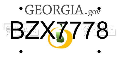 BZX7778 Georgia License Plate