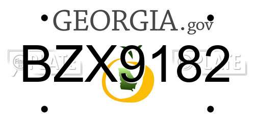 BZX9182 Georgia License Plate