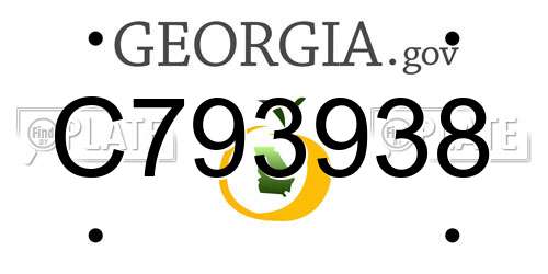 C793938 Georgia License Plate