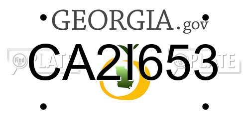CA2I653 Georgia License Plate