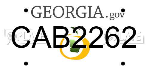 CAB2262 Georgia License Plate