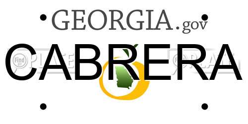 CABRERA Georgia License Plate