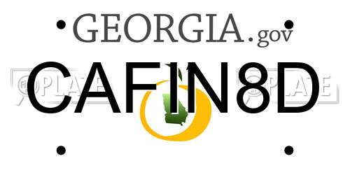 CAFIN8D Georgia License Plate