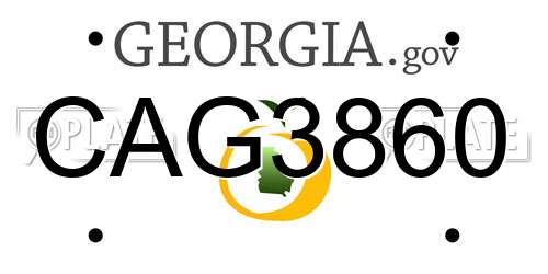 CAG3860 Georgia License Plate