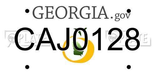 CAJ0128 Georgia License Plate