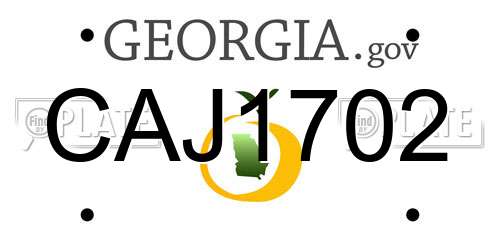 CAJ1702 Georgia License Plate